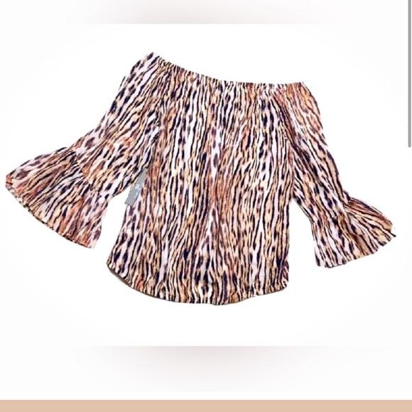 Tart Women's Knox Top Ocelot Off Shoulder‎ Flutter Sleeve Size Medium - Picture 3 of 5
